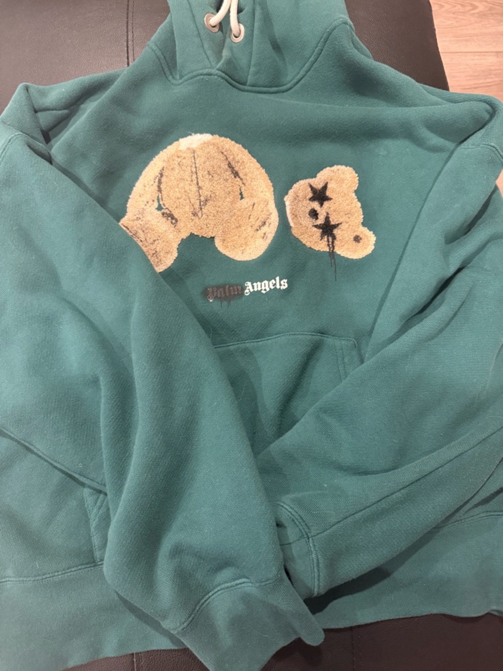 Palm Angels Green Teddy Logo Hoodie